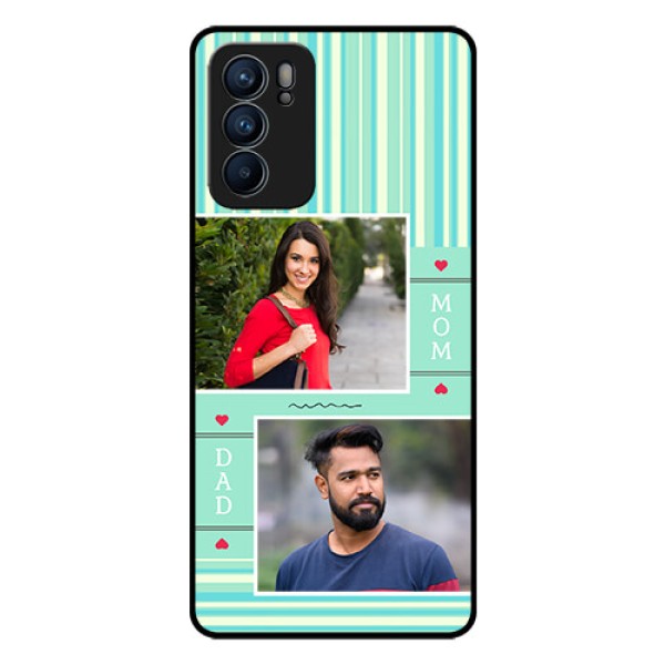 Reno 6 5G Custom Glass Phone Case - Mom & Dad Pic Design
