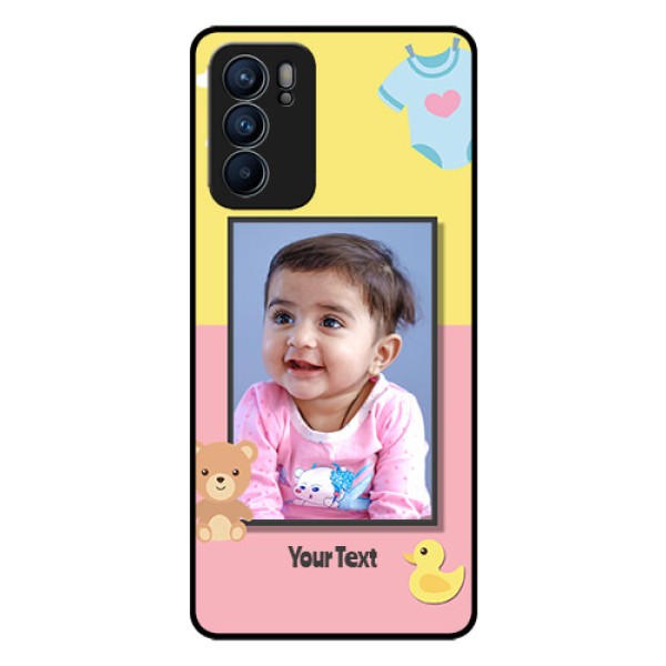 Reno 6 5G Photo Printing on Glass Case - Kids 2 Color Design
