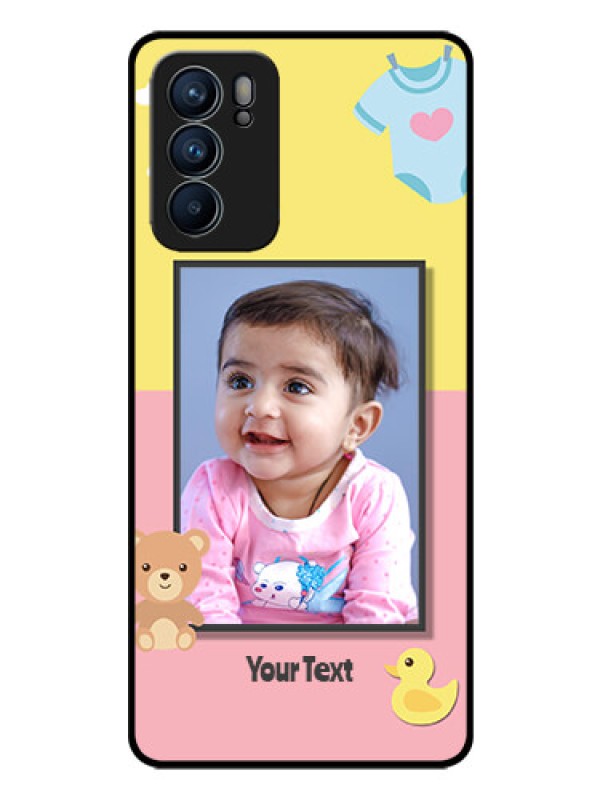 Custom Reno 6 5G Photo Printing on Glass Case - Kids 2 Color Design