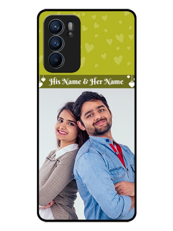 Custom Reno 6 5G Custom Glass Phone Case - You & Me Heart Design