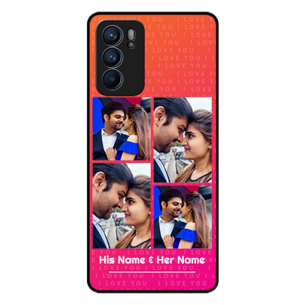 Reno 6 5G Custom Glass Phone Case - I Love You Pink Design