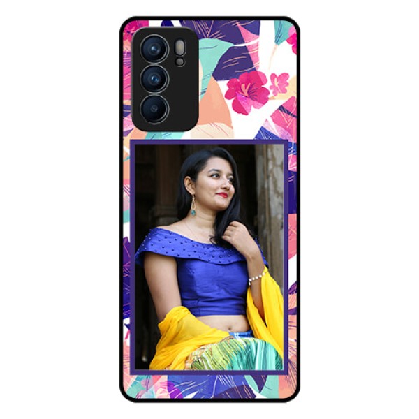 Reno 6 5G Custom Glass Mobile Case - Abstract Floral Design Reno 6 5G Custom Glass Mobile Case - Abstract Floral Design
