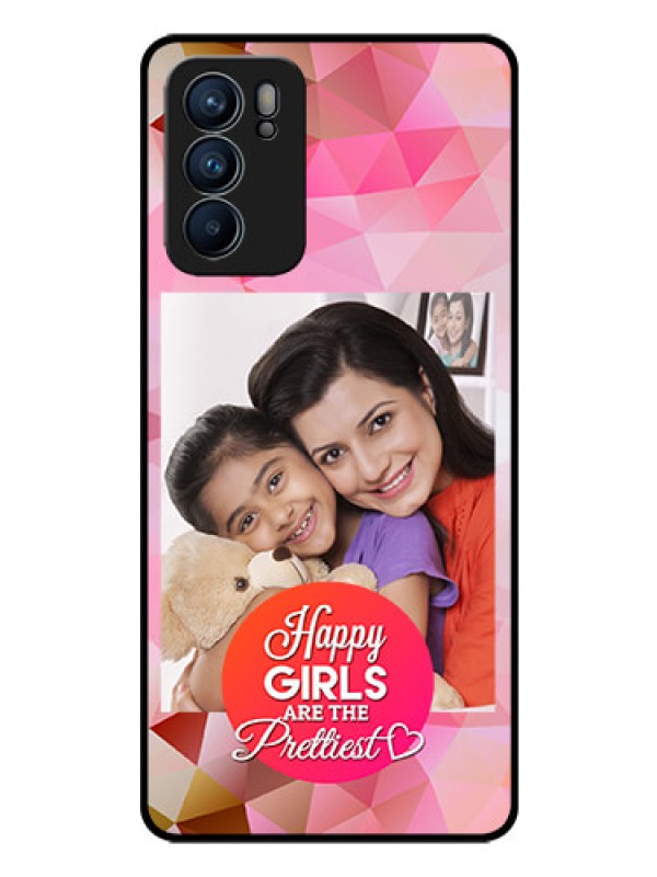 Custom Reno 6 5G Photo Printing on Glass Case - Abstract Triangle Design