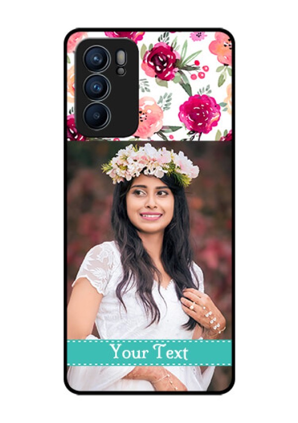 Reno 6 5G Custom Glass Phone Case - Watercolor Floral Design