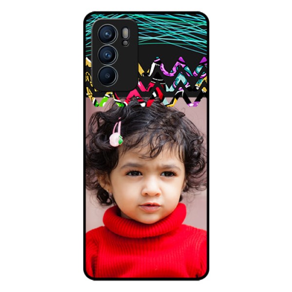 Reno 6 5G Personalized Glass Phone Case - Neon Abstract Design