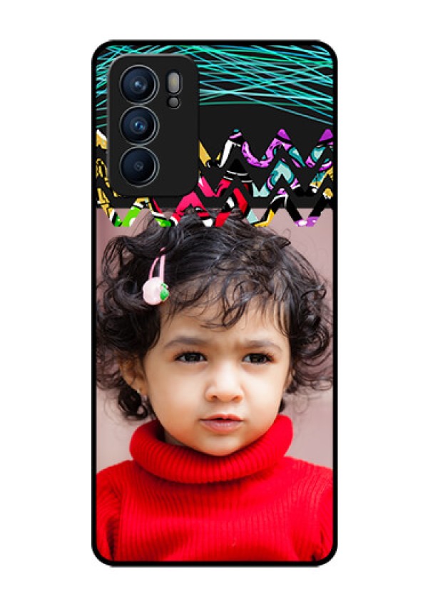 Reno 6 5G Personalized Glass Phone Case - Neon Abstract Design