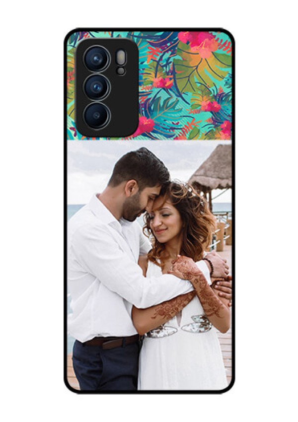 Reno 6 5G Photo Printing on Glass Case - Watercolor Floral Design