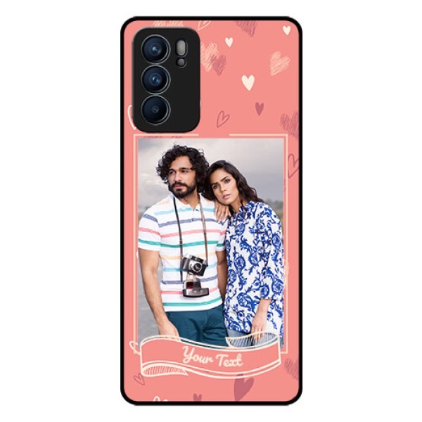 Reno 6 5G Custom Glass Phone Case - Love doodle art Design