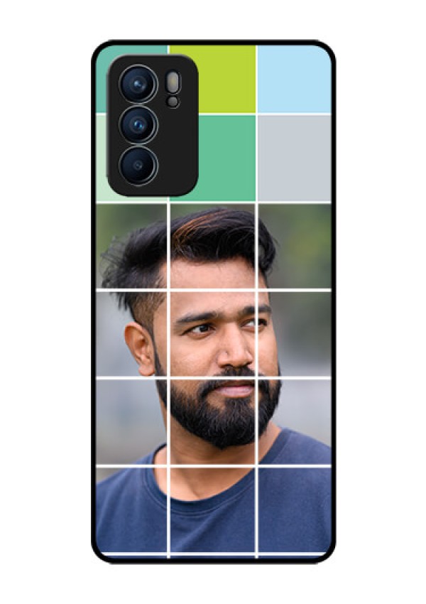Reno 6 5G Photo Printing on Glass Case - with white box pattern 