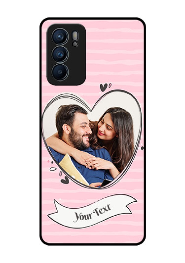 Reno 6 5G Custom Glass Phone Case - Vintage Heart Design