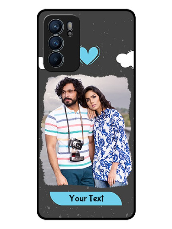 Custom Reno 6 5G Custom Glass Phone Case - Splashes with love doodles Design