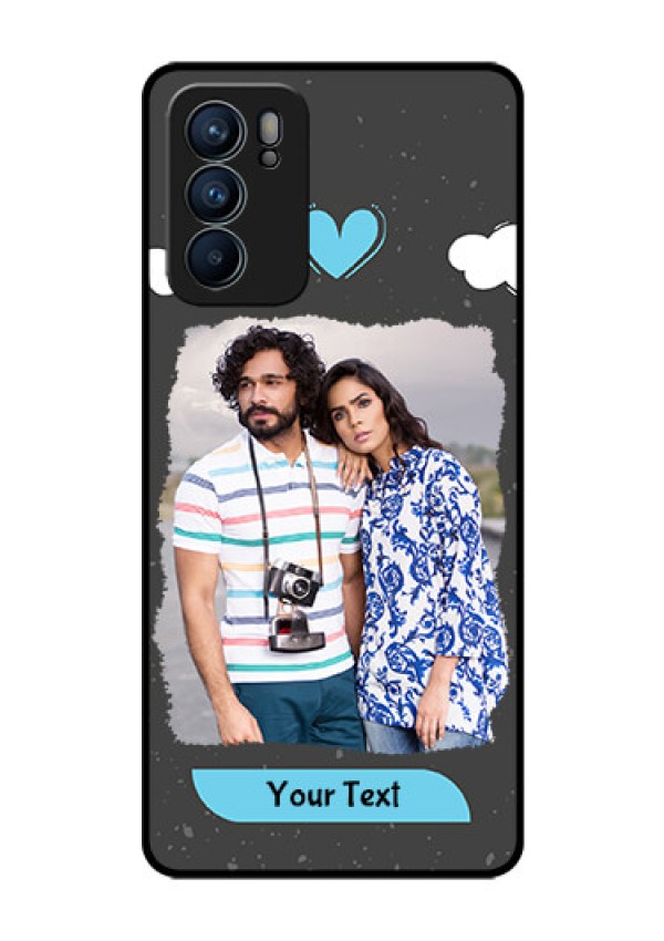 Reno 6 5G Custom Glass Phone Case - Splashes with love doodles Design