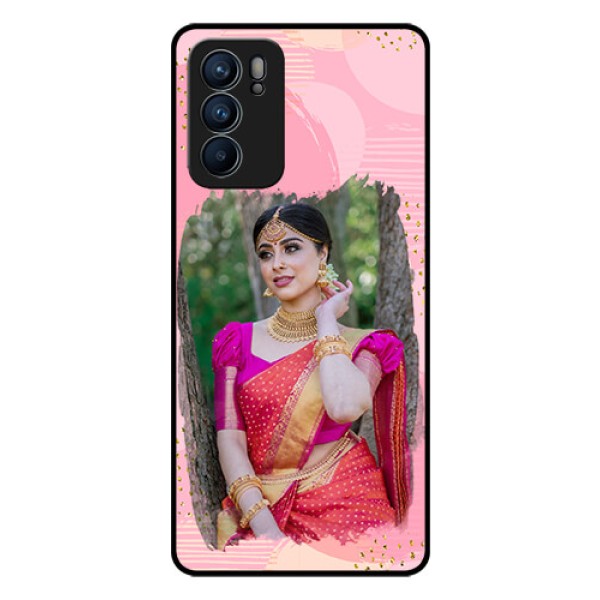 Reno 6 5G Personalized Glass Phone Case - Gold Glitter Splash Design Reno 6 5G Personalized Glass Phone Case - Gold Glitter Splash Design