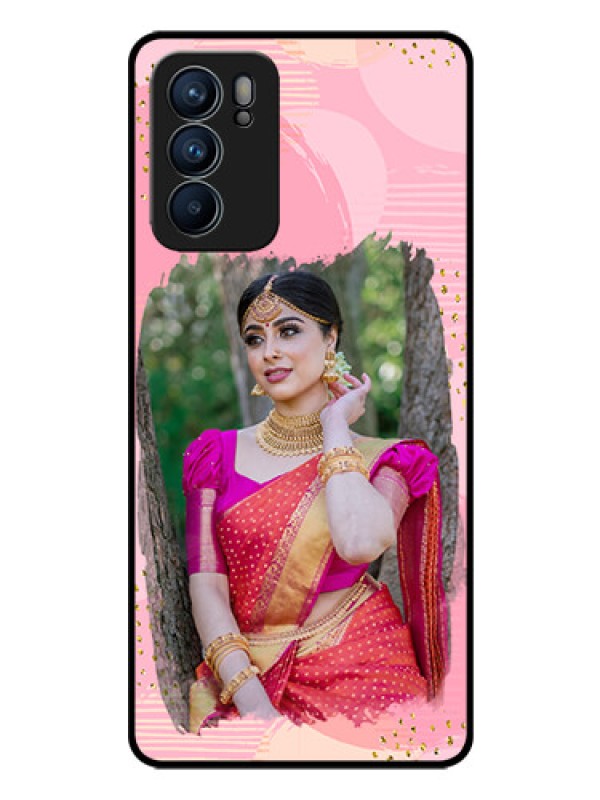 Custom Reno 6 5G Personalized Glass Phone Case - Gold Glitter Splash Design