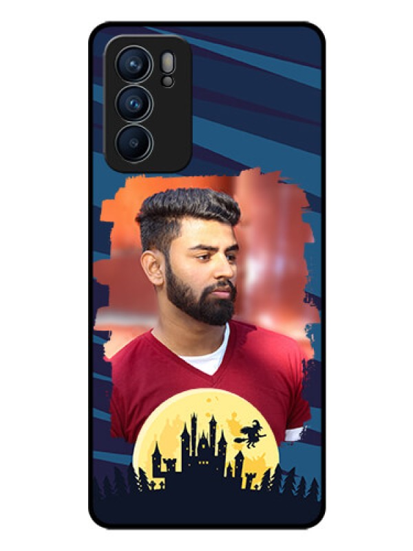 Custom Reno 6 5G Photo Printing on Glass Case - Halloween Witch Design 