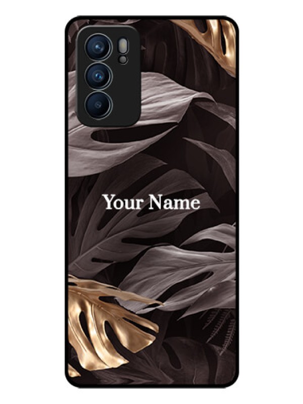 Custom Oppo Reno 6 5G Personalised Glass Phone Case - Wild Leaves digital paint Design