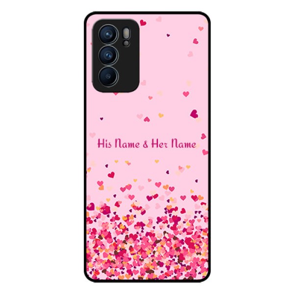Oppo Reno 6 5G Photo Printing on Glass Case - Floating Hearts Design