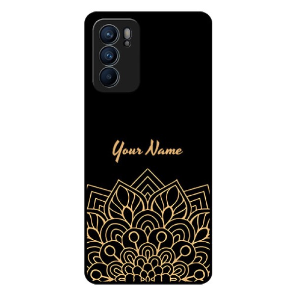 Oppo Reno 6 5G Custom Glass Phone Case - Golden mandala Design