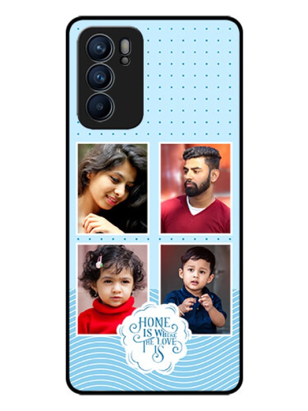 Custom Oppo Reno 6 5G Custom Glass Phone Case - Cute love quote with 4 pic upload Design