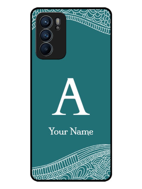 Custom Oppo Reno 6 5G Personalized Glass Phone Case - line art pattern with custom name Design