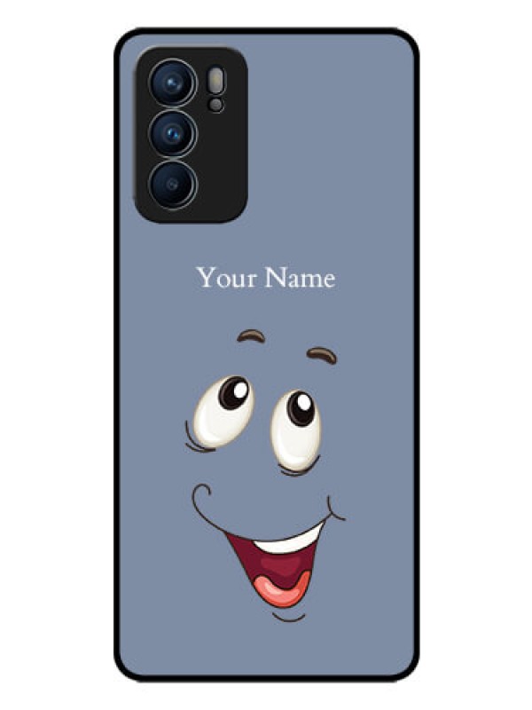 Custom Oppo Reno 6 5G Photo Printing on Glass Case - Laughing Cartoon Face Design