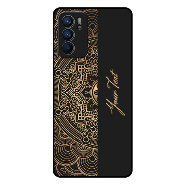 Oppo Reno 6 5G Photo Printing on Glass Case - Mandala art with custom text Design Oppo Reno 6 5G Photo Printing on Glass Case - Mandala art with custom text Design