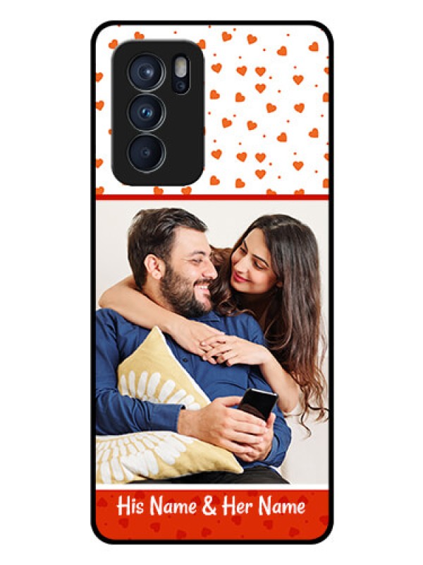 Custom Reno 6 Pro 5G Custom Glass Phone Case - Orange Love Symbol Design