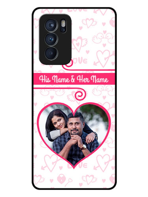 Custom Reno 6 Pro 5G Personalized Glass Phone Case - Heart Shape Love Design