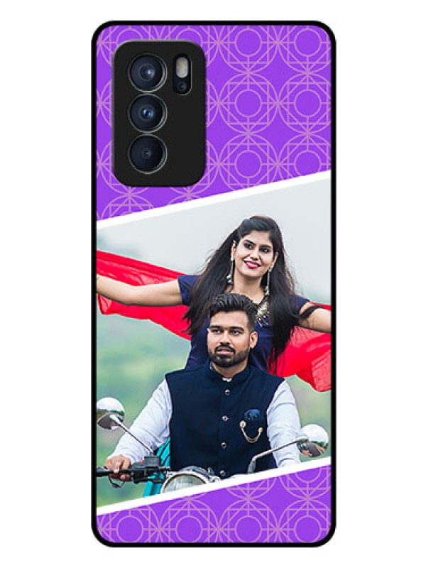 Custom Reno 6 Pro 5G Custom Glass Phone Case - Violet Pattern Design
