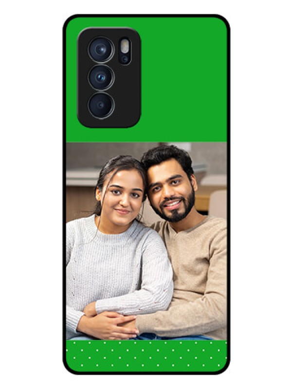 Custom Reno 6 Pro 5G Personalized Glass Phone Case - Green Pattern Design