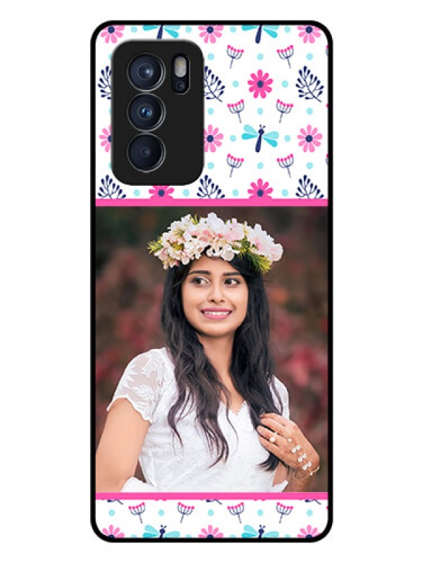 Custom Reno 6 Pro 5G Photo Printing on Glass Case - Colorful Flower Design