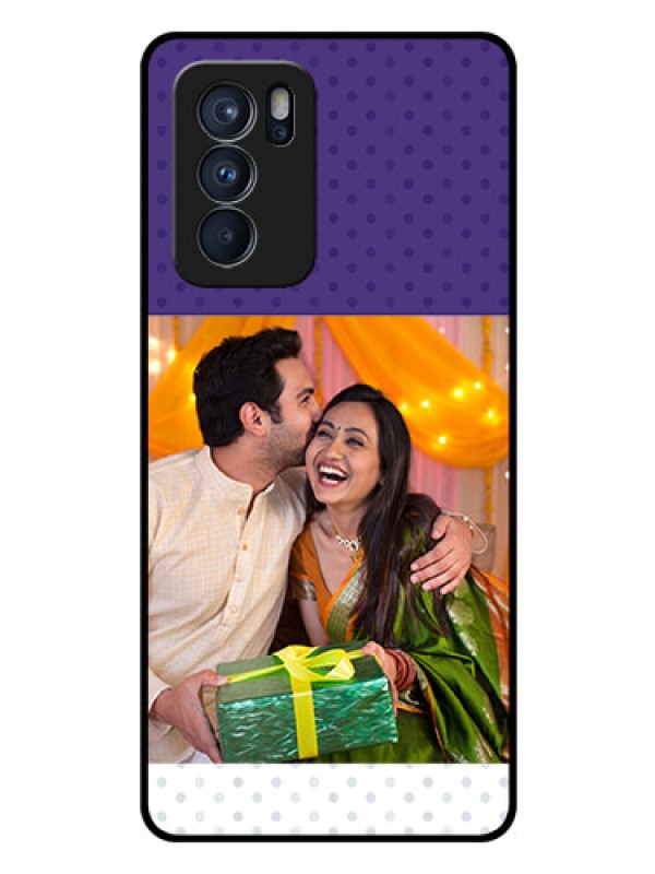 Custom Reno 6 Pro 5G Personalized Glass Phone Case - Violet Pattern Design
