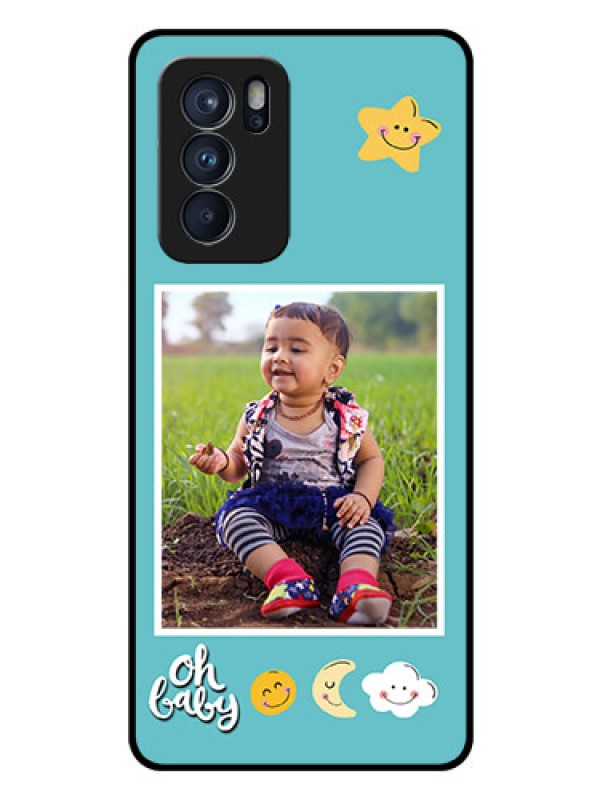 Custom Reno 6 Pro 5G Personalized Glass Phone Case - Smiley Kids Stars Design