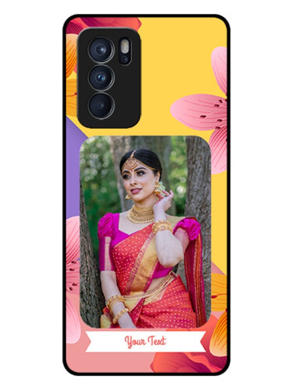 Custom Reno 6 Pro 5G Custom Glass Mobile Case - 3 Image With Vintage Floral Design