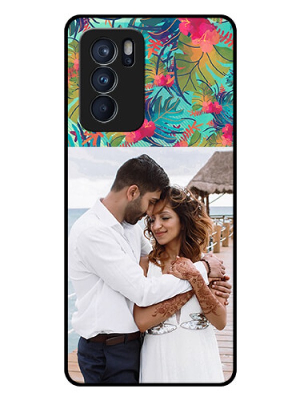 Custom Reno 6 Pro 5G Photo Printing on Glass Case - Watercolor Floral Design