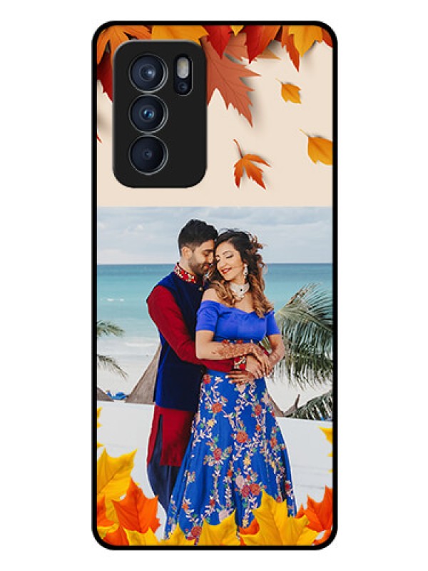 Custom Reno 6 Pro 5G Photo Printing on Glass Case - Autumn Maple Leaves Design