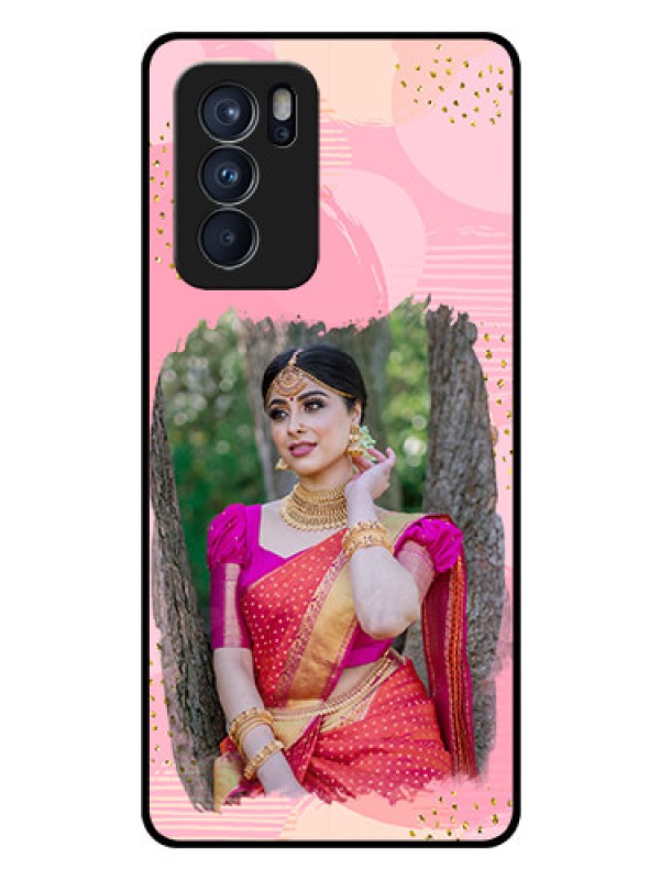 Custom Reno 6 Pro 5G Personalized Glass Phone Case - Gold Glitter Splash Design