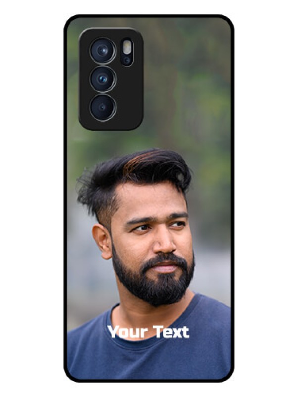 Custom Reno 6 Pro 5G Glass Mobile Cover: Photo with Text