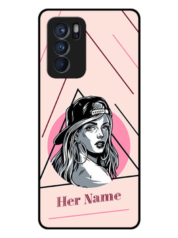 Custom Oppo Reno 6 Pro 5G Personalized Glass Phone Case - Rockstar Girl Design