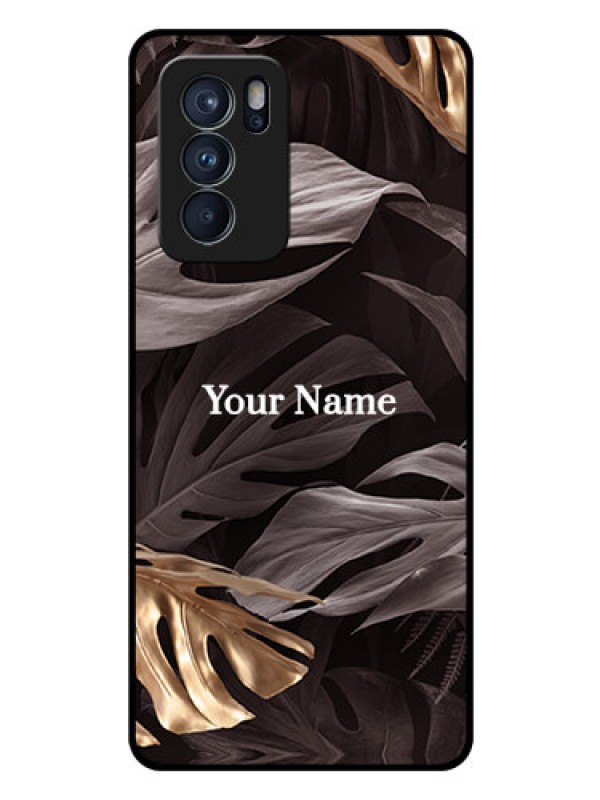 Custom Oppo Reno 6 Pro 5G Personalised Glass Phone Case - Wild Leaves digital paint Design