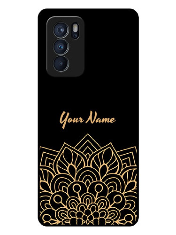 Custom Oppo Reno 6 Pro 5G Custom Glass Phone Case - Golden mandala Design