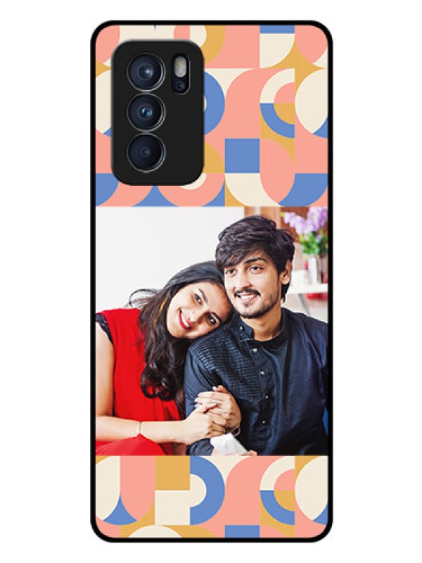 Custom Oppo Reno 6 Pro 5G Photo Printing on Glass Case - Semi-circle Maze Pattern Design