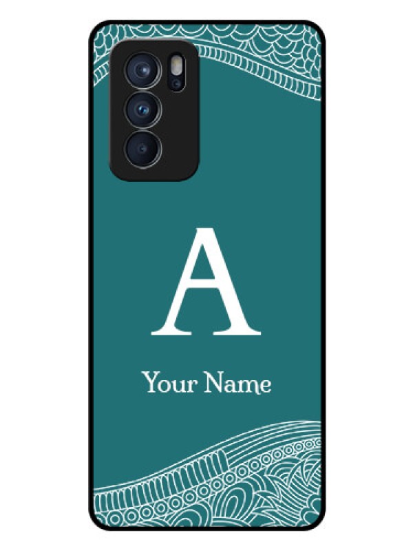Custom Oppo Reno 6 Pro 5G Personalized Glass Phone Case - line art pattern with custom name Design