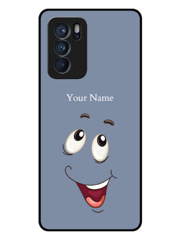 Custom Oppo Reno 6 Pro 5G Photo Printing on Glass Case - Laughing Cartoon Face Design