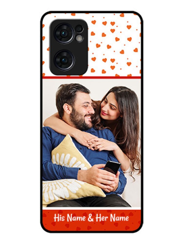 Custom Reno 7 5G Custom Glass Phone Case - Orange Love Symbol Design