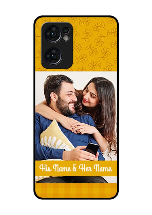 Reno 7 5G Custom Glass Mobile Case - Yellow Floral Design