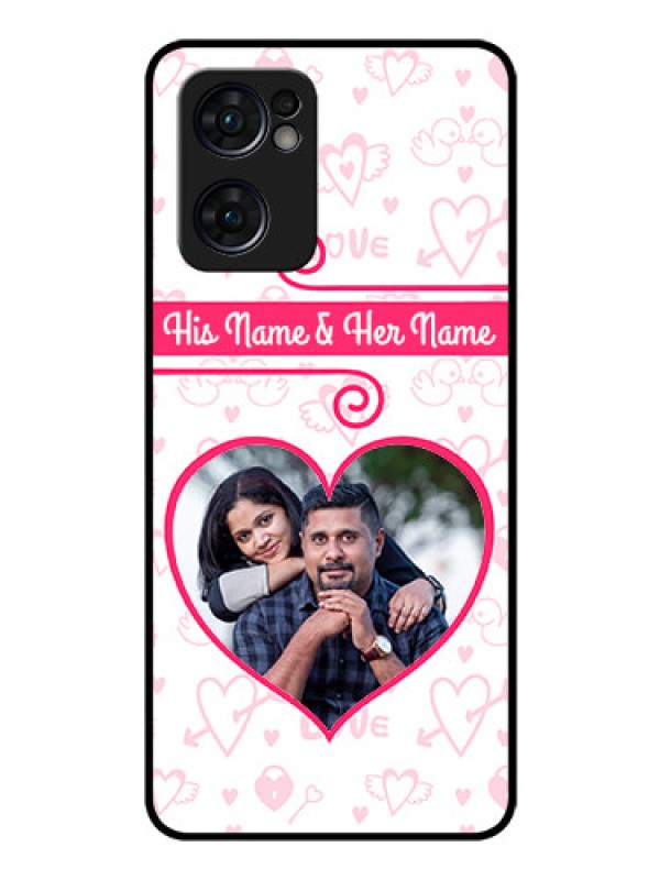 Custom Reno 7 5G Personalized Glass Phone Case - Heart Shape Love Design