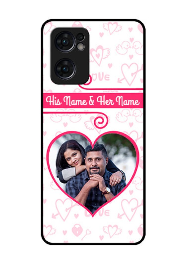 Reno 7 5G Personalized Glass Phone Case - Heart Shape Love Design