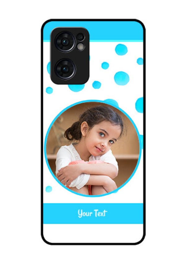 Reno 7 5G Photo Printing on Glass Case - Blue Bubbles Pattern Design