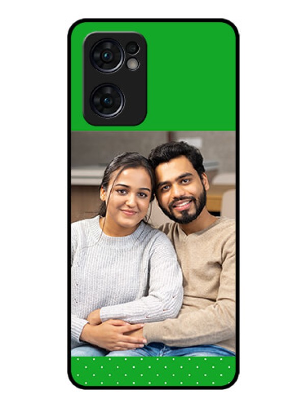 Custom Reno 7 5G Personalized Glass Phone Case - Green Pattern Design